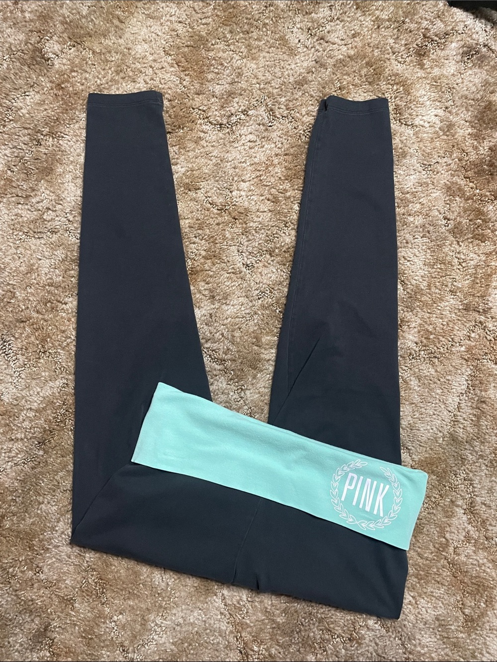 PINK yoga Victoria’s Secret Y2K Fold over Waistband Legging Size Medium